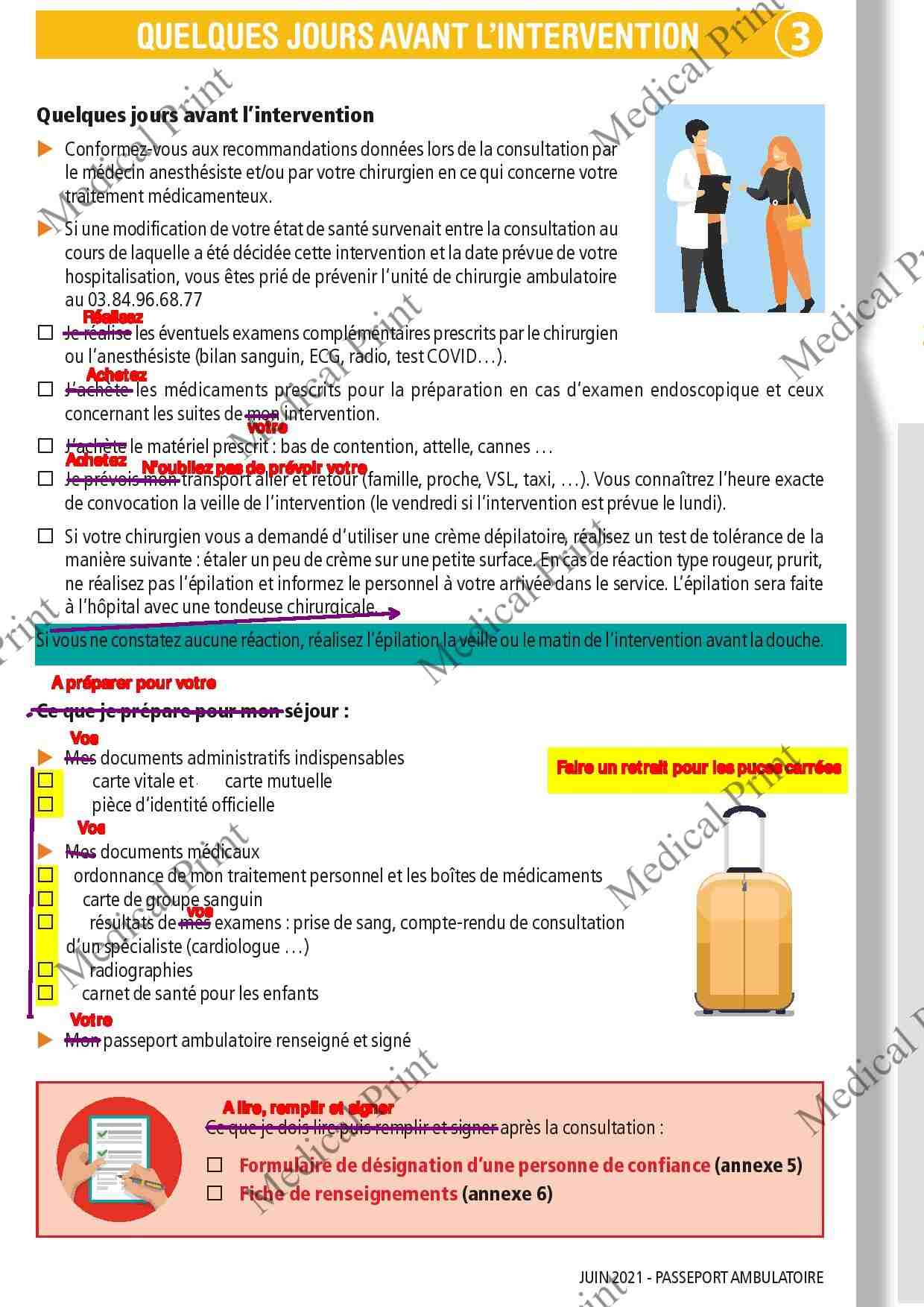Quelques jours avant l interventio